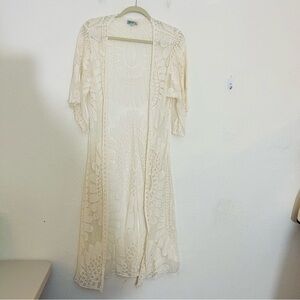 Rebellion Short Sleeve Open Front Kimono Size Small Off White